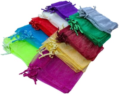 Prigta - Organza Zakjes Kleurenmix 7x9 cm - 100 stuks - Cadeauzakjes in Meerdere Kleuren - Herbruikbaar - Voor Feestjes, Sieraden & Bedankjes