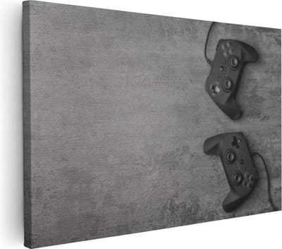 Artaza Canvas Schilderij Gaming - 30x20 cm - Klein - Wanddecoratie Mancave - Muurdecoratie Gamecontrollers - Kamer Accessoires