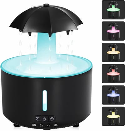 Missfly 300ml Cloud Shape Cool Mist Luchtbevochtiger/Diffuser, 360° Draaibaar, Stille Automatische Veiligheidsuitschakeling, Gemakkelijk Bij te vullen, Thuis, Slaapkamer, Kantoor (Zwart)