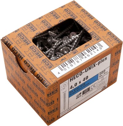 Heco 30440441 Unix-plus Spaanplaatschroef - Staal - Verzinkt - Verzonken - Voldraad - Torx - T20 - 4 x 60mm (200st)