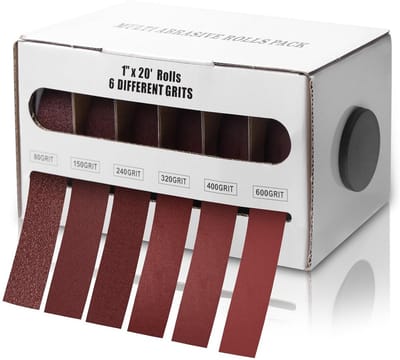 Schuurpapier Rol Set met 6 Vliezen - Diverse Korrels 80 t/m 600 - Voor Hout, Metaal en Polijsten