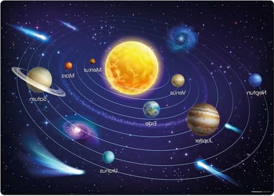 "Bureau-onderlegger kinderen Wal Planeten zonnestelsel ergonomisch schrijfgevoel 60 x 40 cm antislip afwasbaar Made in Germany"