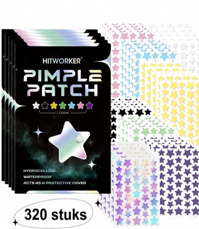 Hitworker Pimple Patches - Acne/puist pleisters -Met Hydrocolloïd - 7 kleuren - 320 stuks