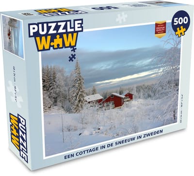 Puzzel Een cottage in de sneeuw in Zweden - Legpuzzel - Puzzel 500 stukjes