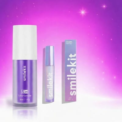 Smilekit - Tandenbleekset - V34 Colour Corrector Serum & Glostik Whitening Pen - Witte Tanden - Paarse Tandpasta - Teeth Whitening - Kleurcorrector - smilekit