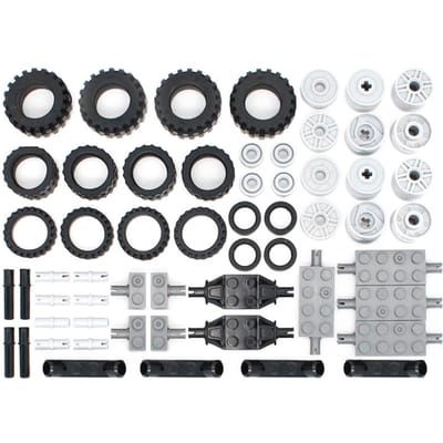 56 STUKS/partij Moc Technisch Wiel Bouwstenen Bakstenen Pen Band As Connector Auto Techniek Automobiel Onderdelen Set Speelgoed gray