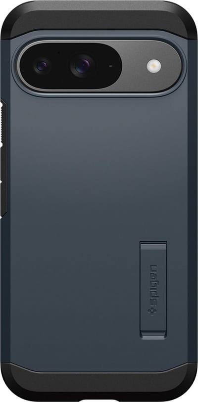 Spigen Tough Armor Hoesje Geschikt voor Google Pixel 9 / 9 Pro - Back Cover met Kickstand Metal Slate