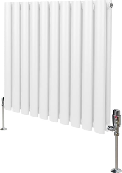 Ovale radiator & trv chroomkranen - wit - 600mm x 600mm - 15jr
