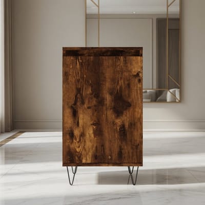 Nordvale Modern Sideboard met Deuren en Metalen Poten – Opbergkast en Dressoir in Gerookt Eiken Look – Multifunctionele Kast voor Woonkamer en Hal 70x35x70 cm – Mobili Bella