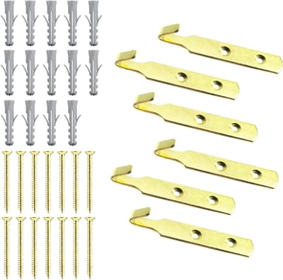 Zware Photo Hanging Kit met 6 J Haakjes voor het Ophangen van Foto's, Kleding en Handdoeken in Goud