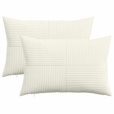 vidaXL - Kussensloop - 2 - pcs - ALMELO - Crèmekleurig - 50 - x - 75 - cm - corduroy