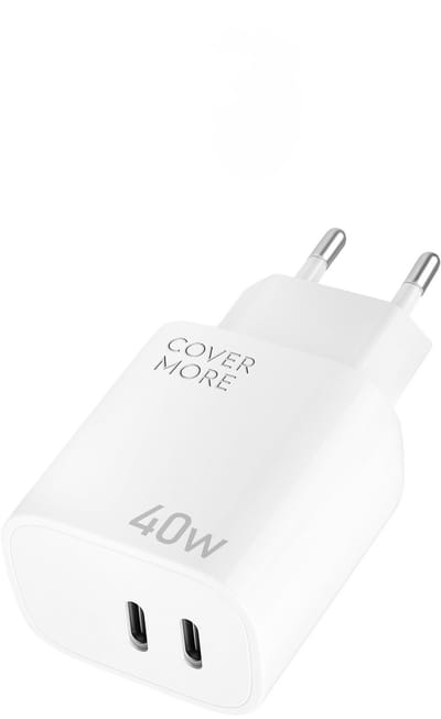 40w snellader met 2 usb C poorten - Gan charger - Oplader - Power adapter met dubbele usb C poorten - Oplaadstekker - Snel oplader voor smartphone, tablet, laptop - Universeel - Wit