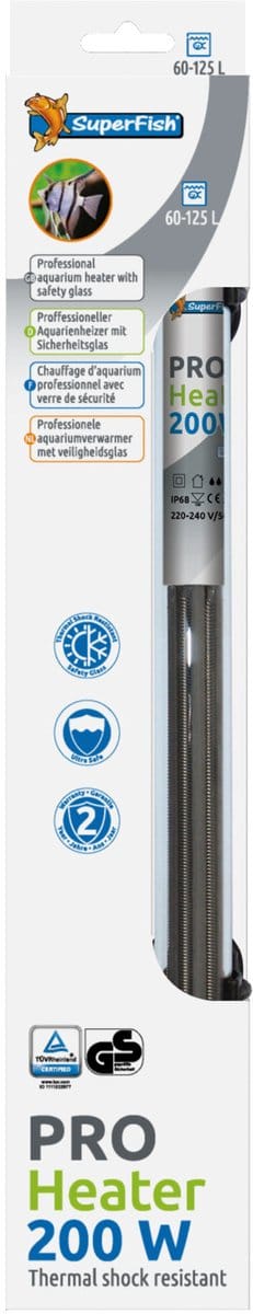 SuperFish Professionele Aquariumverwarmer - met Veiligheidsglas - 200 W - 60-125 L