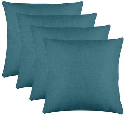 Stof Textile sierkussen Bea - 4x - petrol blauw - 50 x 50 cm - bank kussens - zitkussens - binnen/buiten - polyester