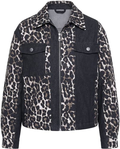 Angel of Style - Dames - Denim jasje oversized doorgestikte voering patchlook - Zwart - Maat 42