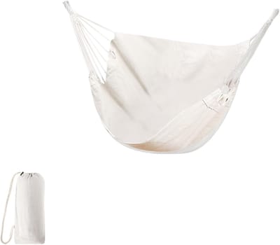 Opvouwbare Hangstoel met Frame voor Binnen en Buiten - Ideaal voor Tuin, Woonkamer en Slaapkamer - Beige 130 x 100 cm