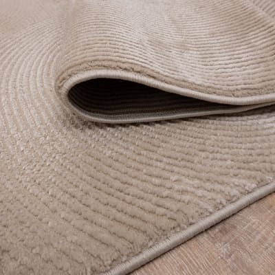 Beige Tapijt Kwalitatief Laagpolig Vloerkleed Koho Premium Touch 3D Toon op Toon - 160x160cm- Modern - Woonkamer - Salon - Slaapkamer - Eetkamer