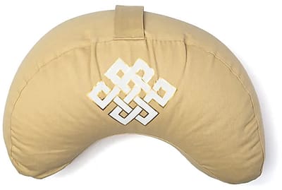 Meditatiekussen halve maan oneindige knoop beige biokatoen (OCS)