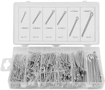 Dailygoods- Splitpennen Assortimentsset 555-delig - Gegalvaniseerde Splitpennen - Corrosiebestendig - Duurzaam - Handige Opbergdoos - Hoogwaardig Ijzermateriaal - Bevestigingspennen