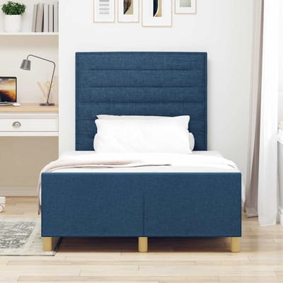 vidaXL - Bedframe - met - hoofdeinde - Blauw - 120 - x - 190 - cm - Stof