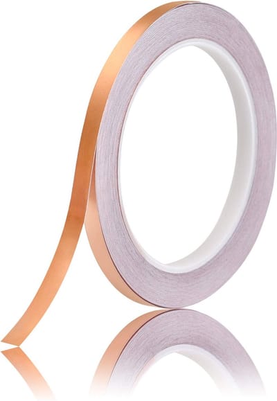 Koperfolie Tape 0.5cm x 20m - Zelfklevende Tape voor Gitaar, Slakkenwering, Glas-in-lood, Elektrische Reparaties en Aarding