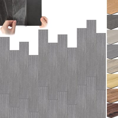 Froadp PVC-vloerbedekking 7,5 m² in grijs Zelfklevende tegels Vinylvloer kliksysteem Vinyl vloerbedekking met houteffect voor vloerverwarming 54 tegels