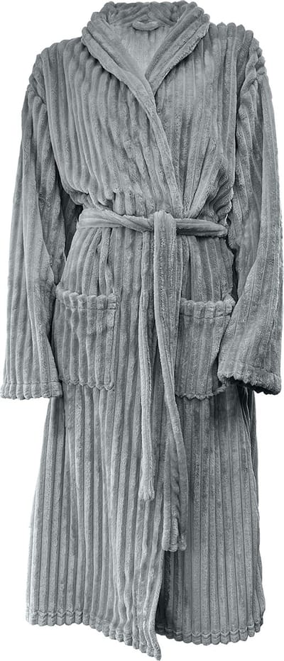Eleganzzz Teddy Rib Fleece Uni Badjas - Dark Grey - S - Badjas Dames - Badjas Heren