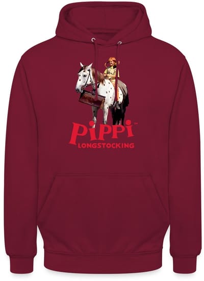 Pippi Longstocking Pippi Rijdt Op Kleine Witte Hoodie Unisex