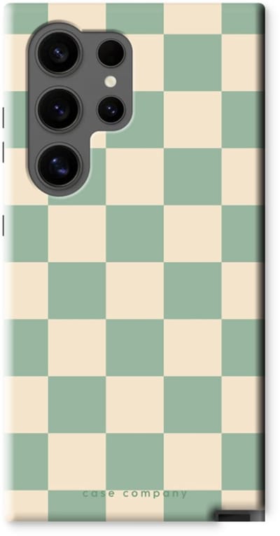 Case Company® - Hoesje geschikt voor Samsung Galaxy S24 Ultra hoesje - Checkered Mint - Tough Case - Maximale Bescherming alle Kanten en Schermrand