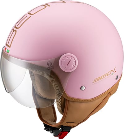 BEON Design Luxe Scooterhelm - Roze - S - Jethelm met Vizier - Motorhelm voor Dames - Geschikt voor Vespa, Scooter, Brommer, Motor en Snorfiets