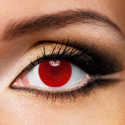 Partylens® rode kleurlenzen - Red Mesh - zachte jaarlenzen met lenshouder - Halloween - Cosplay