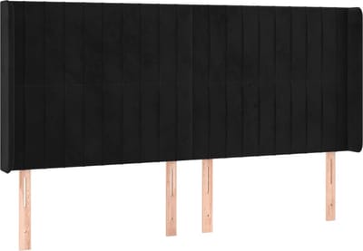 vidaXL - Hoofdbord - met - randen - 163x16x118/128 - cm - fluweel - zwart