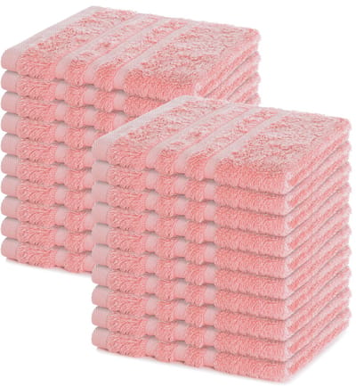 Lavea® Set van 20 gastendoekjes 30x30 cm – 100% katoen – Zacht en absorberend – Ideaál als washandje, gastendoekje of handdoek voor dagelijks gebruik – Pastelroze