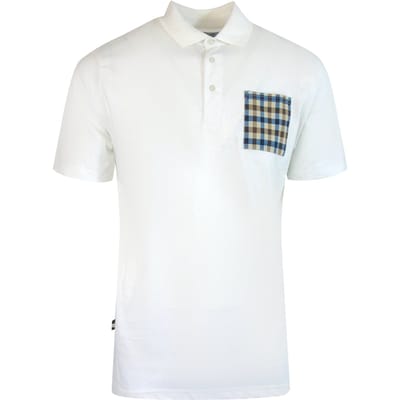 Aquascutum Active Beach Sailor Check Polo Optical White Polo Shirt