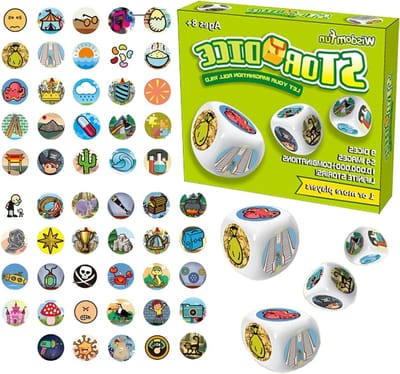 Verhaaldobbelstenen - Educatief spel - Verhalen bedenken - Cognitieve vaardigheden - 9 dobbelstenen - Adventure Model