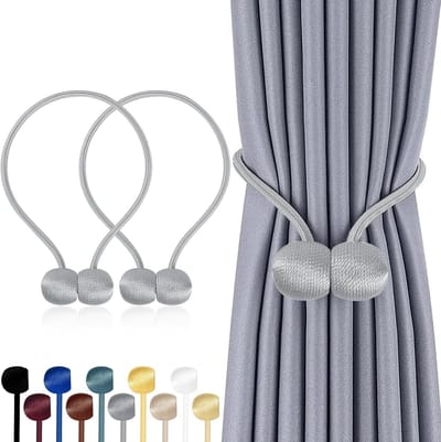 Magnetische Gordijnhouders voor Thuisdecoratie, Gordijnclips en Koordhouders, 2 Stuks, Grijs, Ideaal voor Raamdecoratie en Interieurstyling