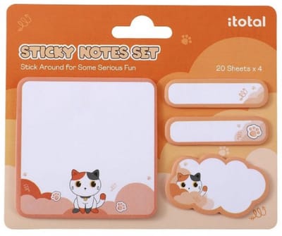 iTotal Sticky Notes Sets Kleverige Notities “Orange Cat” 4x20 sheets 74x74, 15x55, 33x55mm 20gr