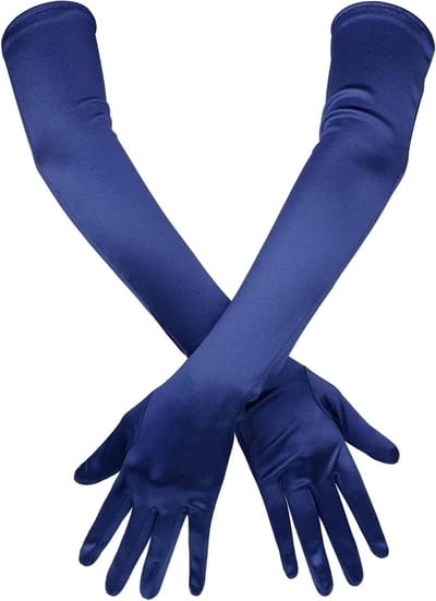Elegante Lange Satijnen Handschoenen voor Vrouwen, 53cm Stretchy Opera Handschoenen voor Avondfeesten en Danspartijen (Donkerblauw)