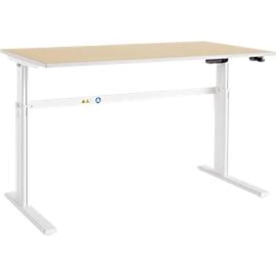 Schäfer Shop  Select Bureautafel Moxxo IQ, elektrisch in hoogte verstelbaar, rechthoek, C-poot, B 1800 x D 800 x H 725-1185 mm, esdoornpatroon/wit