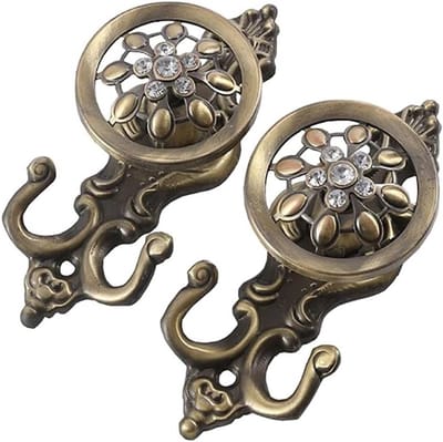 Decoratieve Haak voor Gordijnen met Kristallen - 2 Stuks, Zink Legering, Ideaal voor Slaapkamer, Badkamer en Keuken