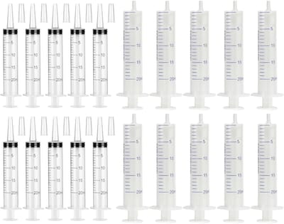 Dailygoods - 20 ml Spuit zonder Naald - 20 Stuks Doseerspuiten voor Laboratoria en Plantenirrigatie