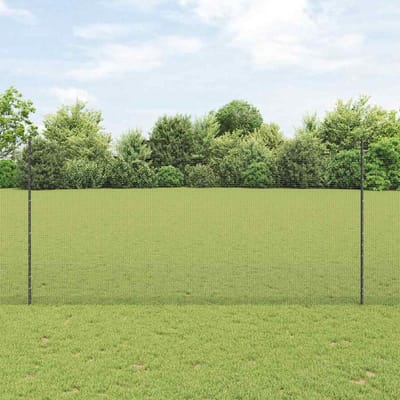 vidaXL - gelast - draadhek - met - palen - 10 - x - 1,5 - m - PVC-Coated - Staal - Grijs