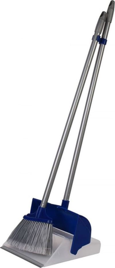 Luxe stoffer met lange steel en automatische opvangblik 107 x 28 x 12 cm - stofblikset - schoonmaakartikelen