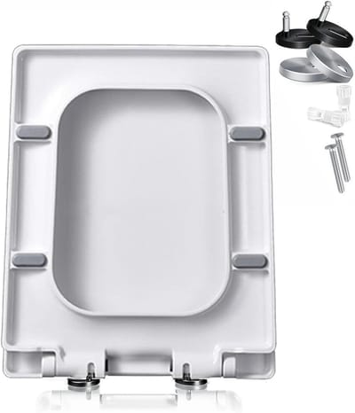 Rechthoekige WC Bril - Vierkante Toiletzitting - Badkamer Vernieuwing - Softclose en Snelsluiting - 45 x 36.5 cm - Wit