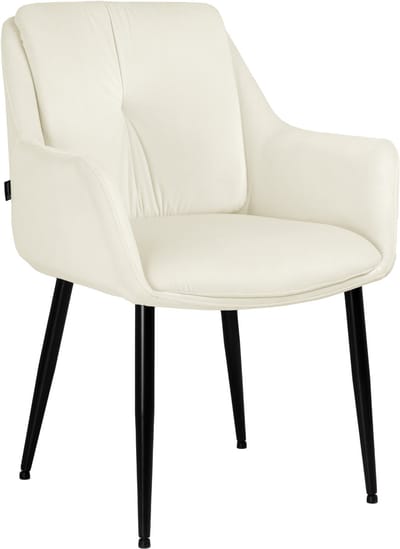 ExitoDesign ALEX - Eetkamerstoel - Lichtbeige Velvet - Met Armleuning - Metalen Frame