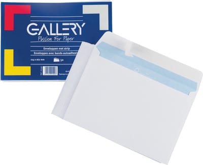Gallery enveloppen ft 114 x 162 mm, stripsluiting, pak van 50 stuks 10 stuks