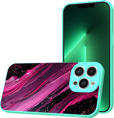 Smartphonica Telefoonhoesje Geschikt voor iPhone 13 Pro met Paars Roze Marmer opdruk - TPU Back Cover Case Purple Rosé Marble Design - Turquoise geschikt voor iPhone 13 Pro