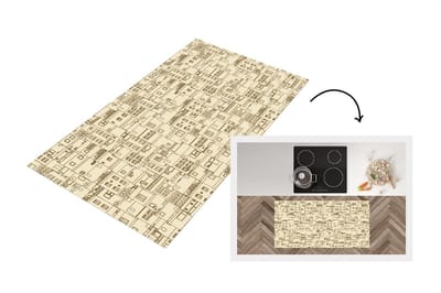 Keukenloper - Loper keuken - Patronen - Huis - Skyline - 120x60 cm - Keukenloper vinyl