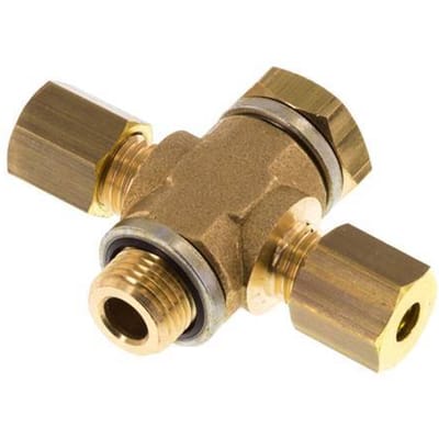4mm & G1/8'' Brass T-stuk Knelfitting Buitendraad 150bar Verzinkt staal, met NBR inzet DIN EN 1254-2