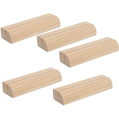 Lot de 5 porte-cartes de visite en bois, présentoir pour photos, pince pour notes, fournitures de bureau(Couleur claire